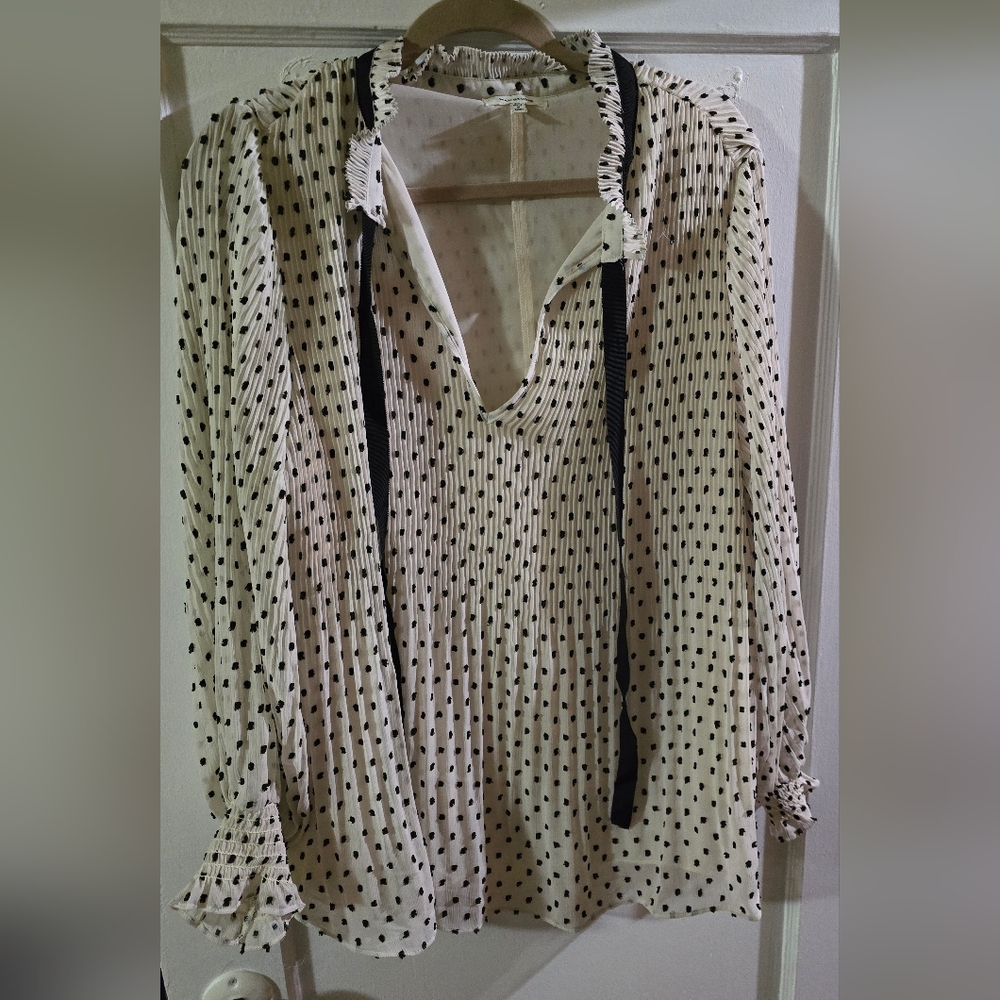 Max Studio 3x Polka Dotted And Bow Blouse